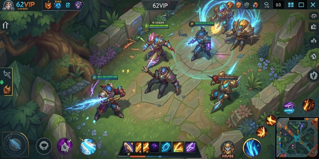 Tangkapan layar utama 62VIP yang menampilkan pertarungan seru dalam gameplay MOBA.