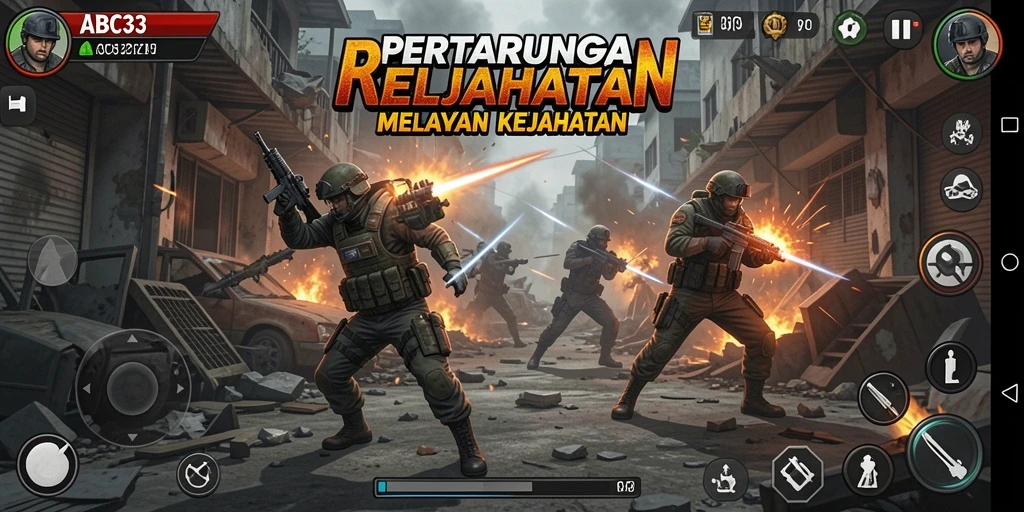 Tangkapan layar gameplay ABC33 yang penuh aksi dan pertarungan seru.