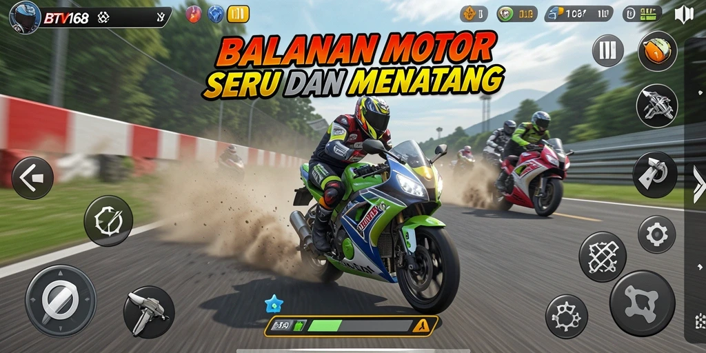 Gameplay menarik BTV168 dengan aksi balap motor yang seru.