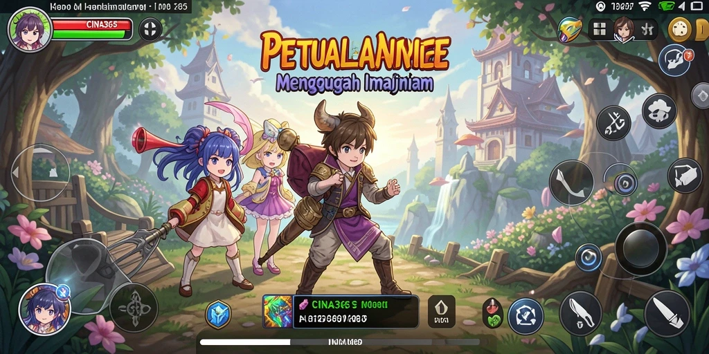 Tampilan gameplay CINA365 yang memikat dengan karakter anime.