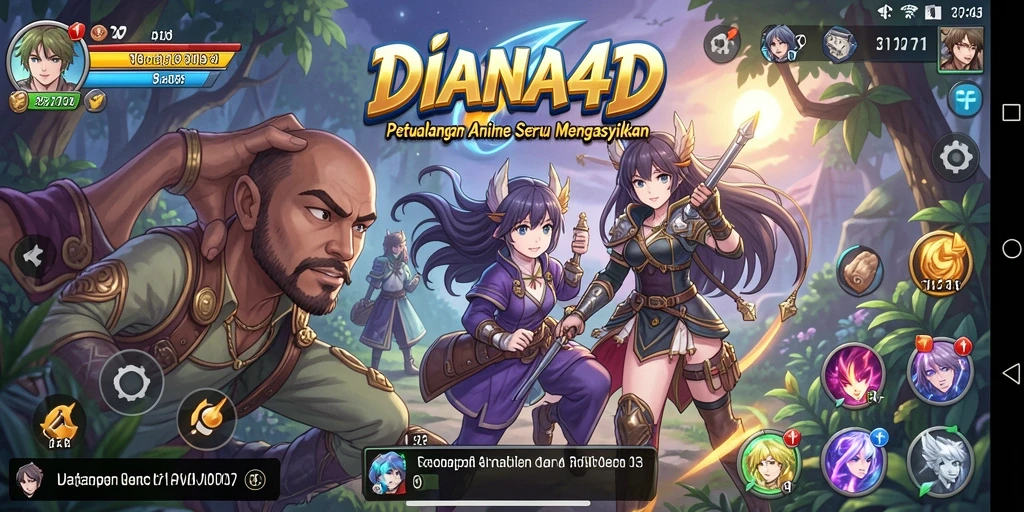 Tampilan gameplay DIANA4D dengan karakter anime yang menawan dan aksi seru.