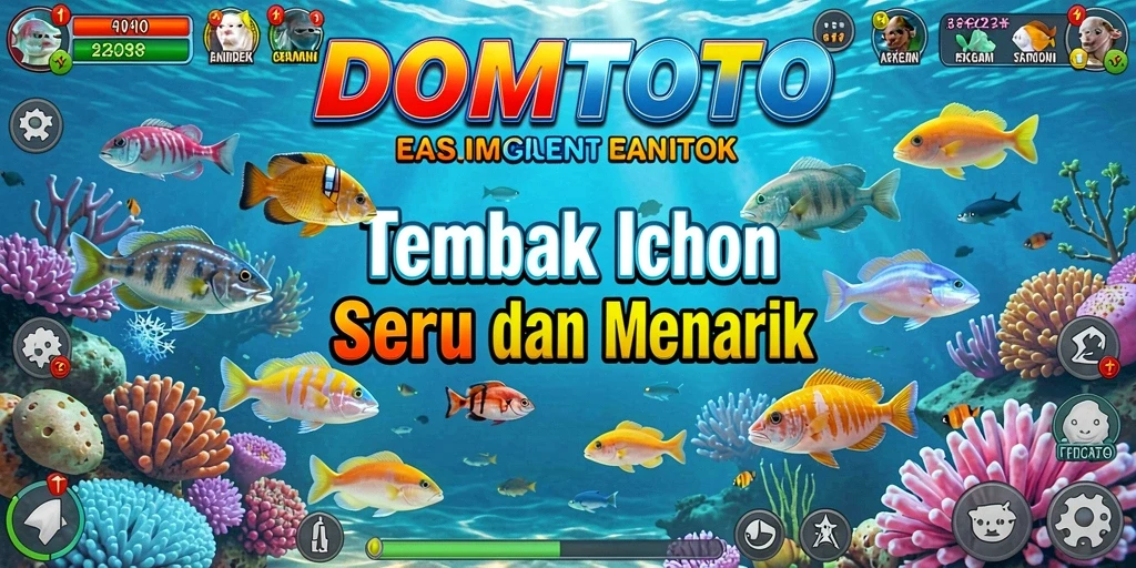 Tampilan gameplay seru dari DOMTOTO dengan aksi menembak ikan.