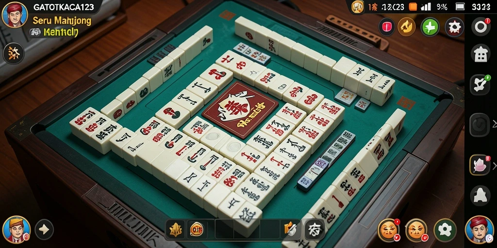 Tampilan gameplay GATOTKACA123 dengan desain Mahjong yang menarik.