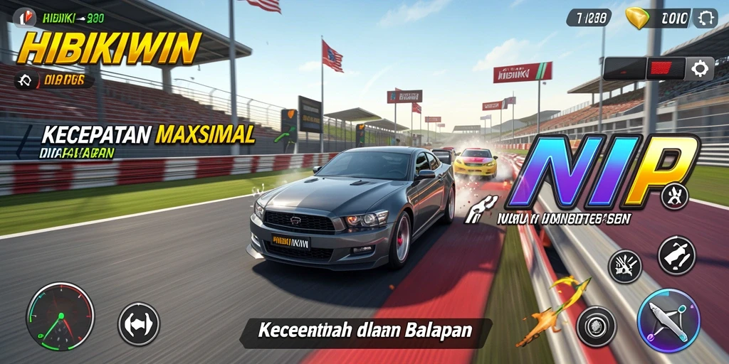 Tampilan menarik dari gameplay balapan HIBIKIWIN yang penuh aksi.