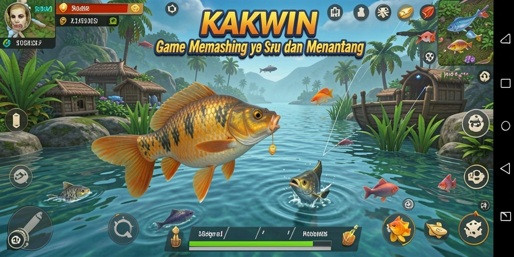 Screenshot KAKWIN menunjukkan pengalaman memancing yang realistis dan menyenangkan.