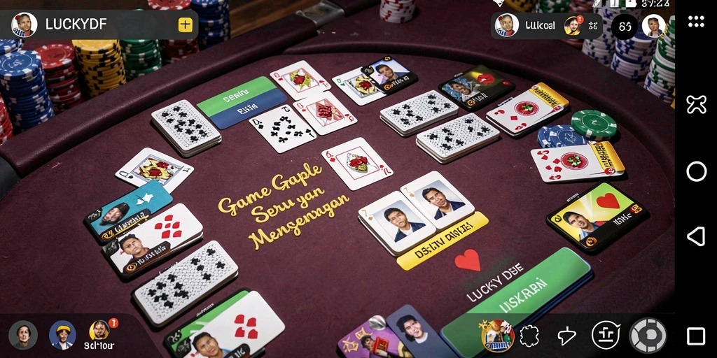 Screenshot gameplay LUCKYDF menampilkan momen seru bermain Gaple.