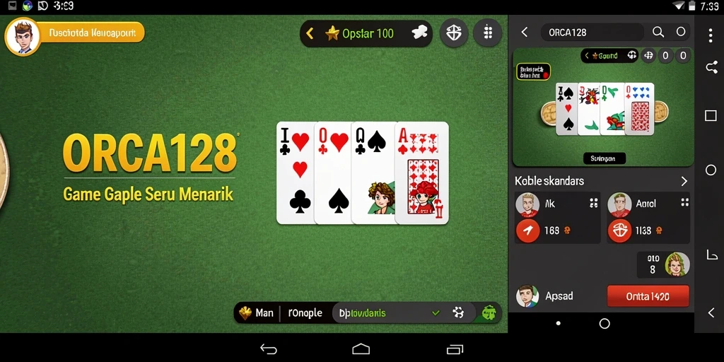 Tampilan gameplay Gaple yang dinamis dan menarik di ORCA128.