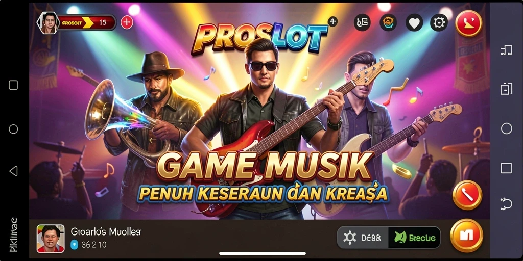 Screenshot gameplay PROSLOT yang menampilkan aksi seru bermain musik.