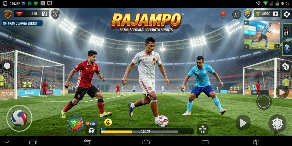 Screenshot gameplay RAJAMPO yang menampilkan aksi olahraga yang mendebarkan.