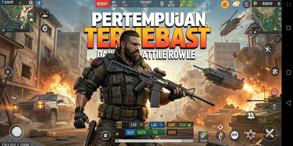 Tampilan gameplay seru dalam pertempuran Battle Royale RSNVIP.