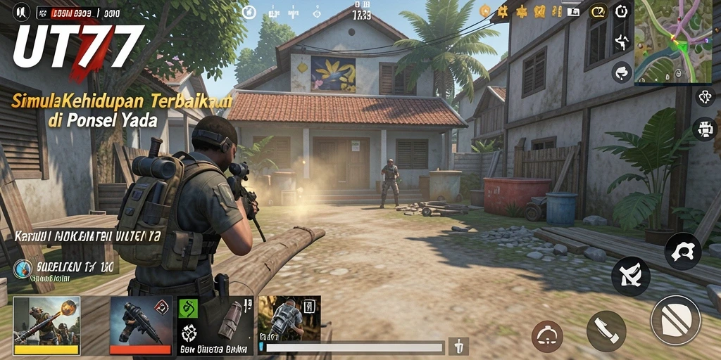 Tangkapan layar UT77 menampilkan gameplay simulasi kehidupan yang mendalam.