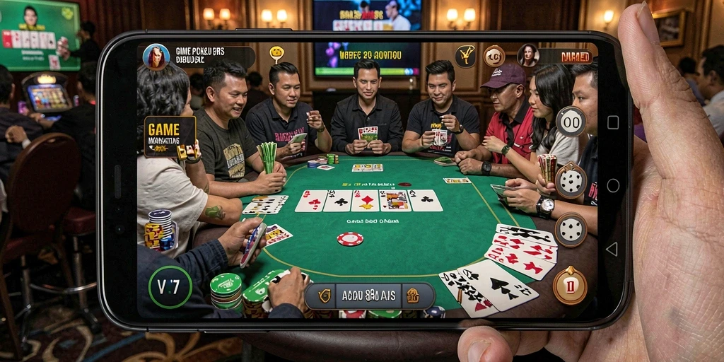 Tampilan gameplay V07 yang seru dan menarik dalam aksi Poker.